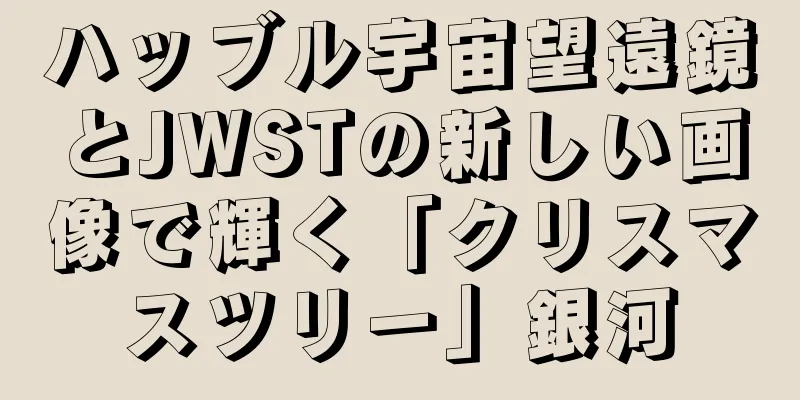 ハッブル宇宙望遠鏡とJWSTの新しい画像で輝く「クリスマスツリー」銀河