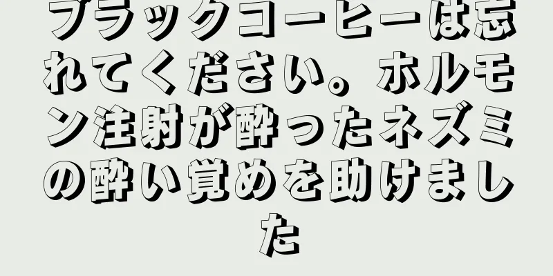 ブラックコーヒーは忘れてください。ホルモン注射が酔ったネズミの酔い覚めを助けました