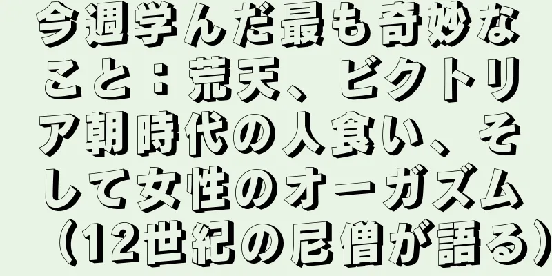 今週学んだ最も奇妙なこと：荒天、ビクトリア朝時代の人食い、そして女性のオーガズム（12世紀の尼僧が語る）