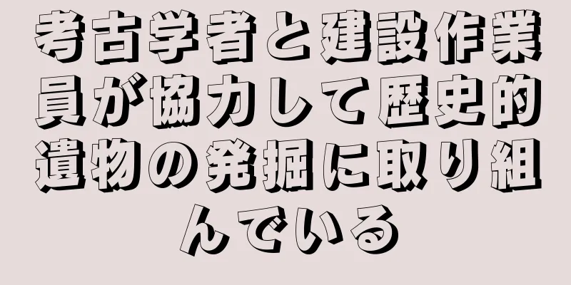考古学者と建設作業員が協力して歴史的遺物の発掘に取り組んでいる