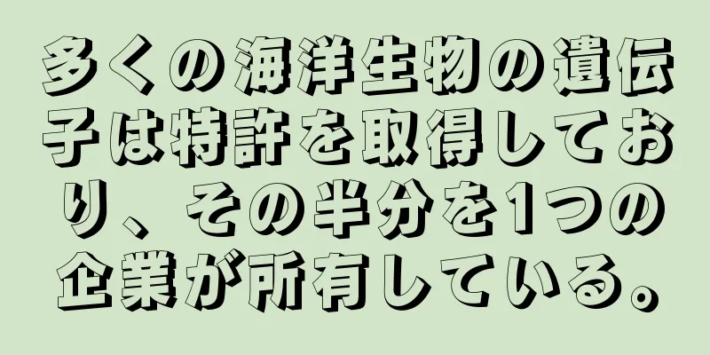 多くの海洋生物の遺伝子は特許を取得しており、その半分を1つの企業が所有している。