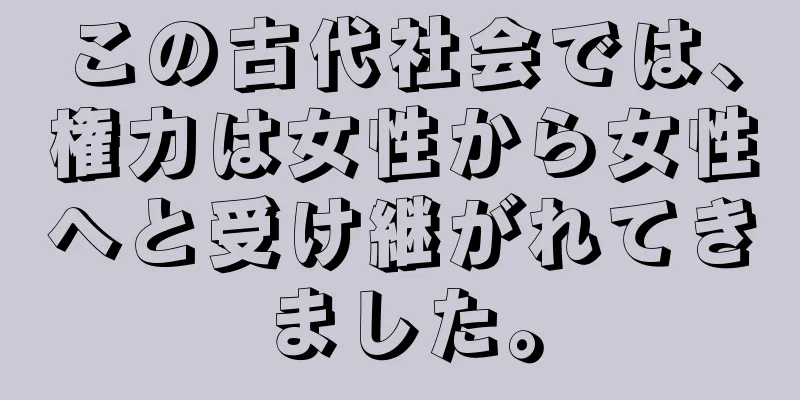 この古代社会では、権力は女性から女性へと受け継がれてきました。