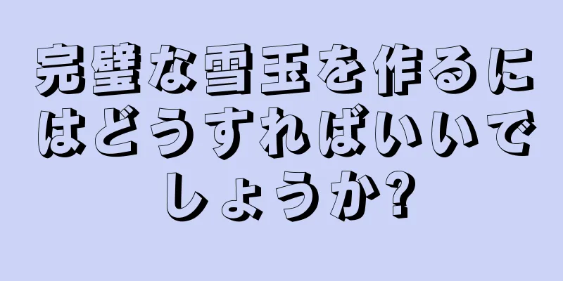完璧な雪玉を作るにはどうすればいいでしょうか?