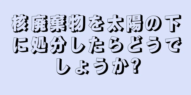 核廃棄物を太陽の下に処分したらどうでしょうか?