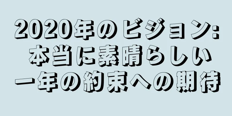 2020年のビジョン: 本当に素晴らしい一年の約束への期待